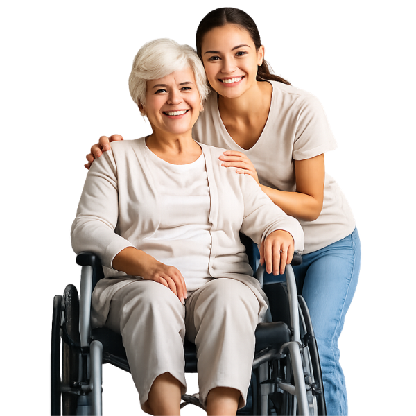 A caregiver embracing a Memory Care resident